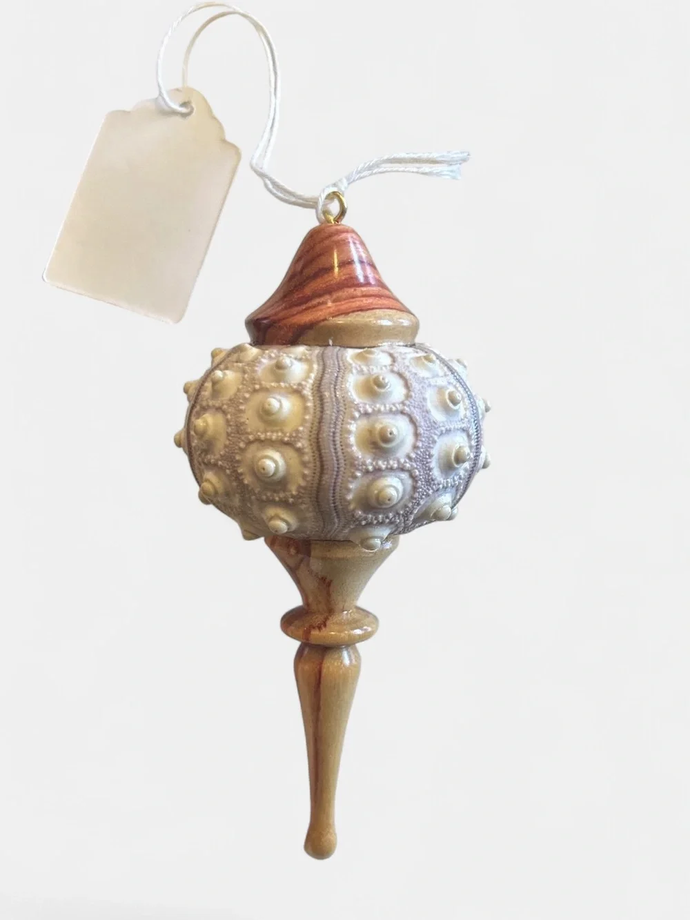 Handmade Wood Turned Sputnik Sea Urchin Shell Christmas Ornament - Exotic Wood